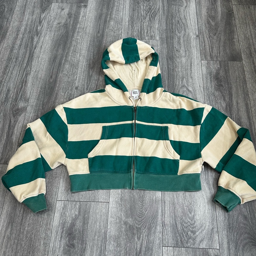 BDG Leah Stripe Zip-Up Hoodie Sweatshirt Size S - Picture 3 of 13